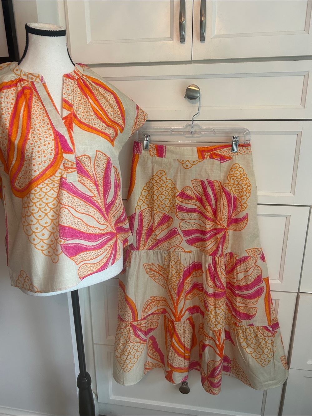 Maude Vivante Palm Print Shirt & Maxi Skirt Set